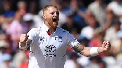 Ben Stokes celebrates the dismissal of Zak Foulkes. Getty Images