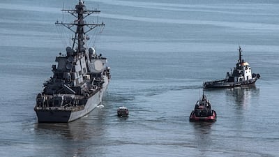 The USS Ramage was the first US warship to dock in Lebanon in more than 30 years. EPA