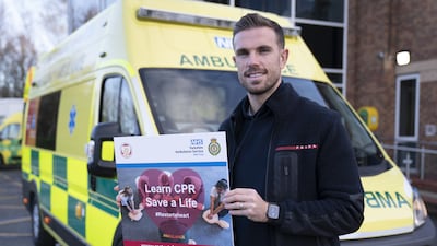 England footballer Jordan Henderson during a visit to the Yorkshire Ambulance Service in Wakefield in February. PA