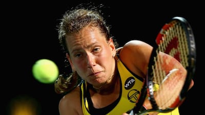 Barbora Strycova of Czech Republic in action against Sara Errani of Italy during the women’s final match of the WTA Dubai Duty Free Tennis Championship at the Dubai Duty Free Stadium on February 20, 2016 in Dubai, United Arab Emirates. (Photo by Francois Nel/Getty Images)