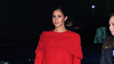 Meghan, Duchess of Sussex, in Givenchy, arrives at Casablanca Airport in Morocco on February 23, 2019. EPA