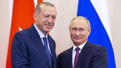 Russian President Vladimir Putin and his Turkish counterpart Recep Tayyip Erdogan in Sochi. Alexander Zemlianichenko/Reuters