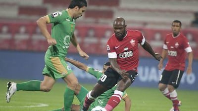 Achillie Emana, centre, scored four goals for Al Ahli but has become surplus to their needs. Mike Young / The National