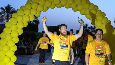 The finish line at the Darkness into Light walk at Emirates Palace.