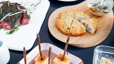 A selection of starters, including the shrimp toast (centre). CourtesyMix by Alain Ducasse