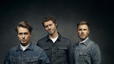 Take That, from left, Mark Owen, Howard Donald and Gary Barlow. Hamish Brown / Done Events