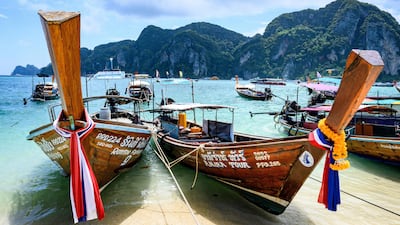 Phi Phi Don island in the Andaman Sea. Thailand plans to fully re-open to some vaccinated tourists from November 1. AFP