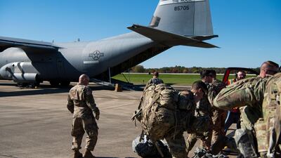 US troops at Fort Knox, Kentucky prepare to deploy to the Mexican border. AP