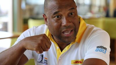 John Barnes was in Dubai for the DHL Swing Against Cancer golf event at the Dubai Creek Golf and Yacht Club. Chris Whiteoak / The National