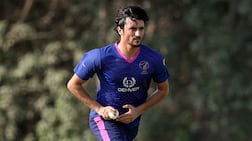 UAE bowler Matiullah Khan bowls at the ICC Academy in Dubai. Chris Whiteoak / The National