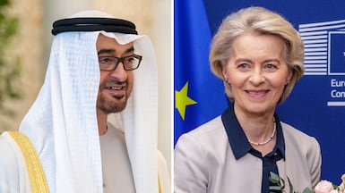 President Sheikh Mohammed and EU Commission President Ursula von der Leyen regularly hold diplomatic phone calls. UAE Presidential Court / EPA