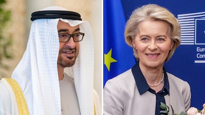President Sheikh Mohammed and EU Commission President Ursula von der Leyen regularly hold diplomatic phone calls. UAE Presidential Court / EPA