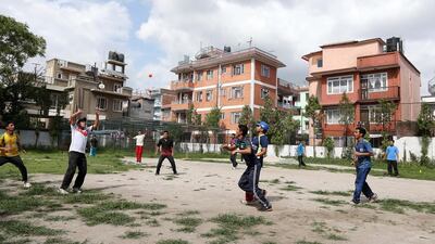 Cricketers shown during a practice session at the Baluwatar Cricket Club in Kathmandu, Nepal. Pawan Singh / The National
