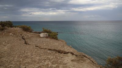 A crack is seen on the coast following the quake. Reuters
