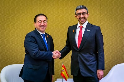 Sheikh Abdullah also met Jose Manuel Albares, Spain's Minister of Foreign Affairs. Wam