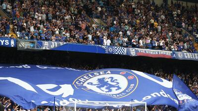 A Chelsea banner is displayed inside the stadium ahead of kick-off. Steve Bardens / Getty Images