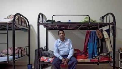 Al Ain, Abu Dhabi, UAE, May 28, 2012: Garden City, the first permanent labour camp to be installed in Al Ain, was visited today by the press and delegates from the Ministry of Labour, including its undersecratary. The camp has few residents at the moment but expects to expand in the area of 12,000 full time residents. Seen here is Suhail, in his room, inside of the camp. Lee Hoagland/The National