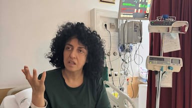 Narges Mohammadi in hospital in Tehran. Photo: Narges Foundation