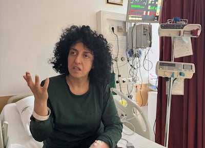 Iranian human rights activist Narges Mohammadi in a hospital in Tehran, Iran on May 10, 2026. Photo: Narges Foundation