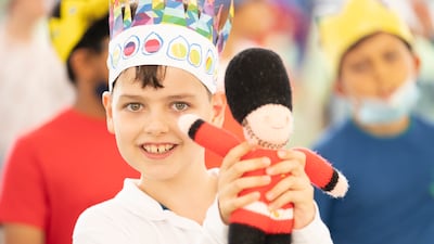 A pupil at the British School Al Khubairat celebrates the queen's platinum jubilee this year.