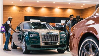 A specially commissioned Rolls-Royce Ghost ‘Golf Edition’, which has tartan fabric trim and persimmon wood, which is used to make some of the world’s finest golf clubs. Alex Atack for The National