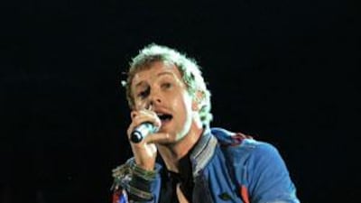 Chris Martin of Coldplay performs during the 51st Annual Grammy Awards last Sunday.