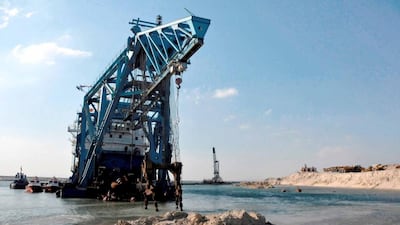 A dredger at work on the New Suez Canal. Courtesy NMDC