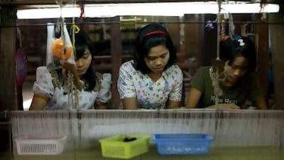 Workers at a clothing factory in Myanmar's northern Sagaing region. AFP