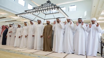 Funeral prayers at the Sheikh Sultan Bin Zayed the First Mosque