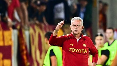 AS Roma manager Jose Mourinho during his team's Europa League defeat at Ludogorets Razgrad on Thursday, September 8, 2022. AFP