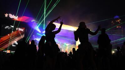 Crowd enjoying the Redfest DXB held at Dubai Media City Amphitheatre in Dubai. Pawan Singh / The National