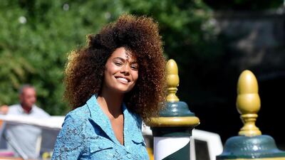French model Tina Kunakey Di Vita arrives at Lido Beach. The festival runs from 30 August to 09 September. EPA