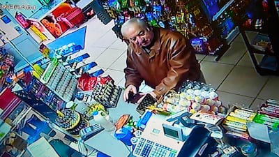 CCTV footage recorded Sergei Skripal buying groceries in Salisbury a few days before he was attacked with nerve agent. / AFP PHOTO / -
