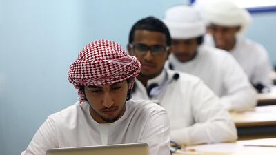 Online learning allows students to complete courses from international curriculums. Satish Kumar / The National