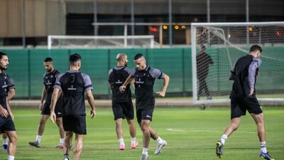 Palestine players train in Sharjah ahead of their 2026 World Cup qualifier against Lebanon. All photos Antonie Robertson / The National