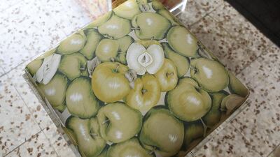 Stools by Nada Debs feature vibrant fruit prints. Nadine Kanso bought these at a show by the Lebanese designer. Pawan Singh / The National