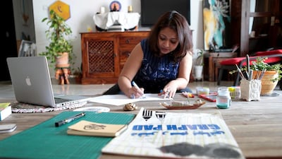 Artist Archana R D is creating designs for a project that she says will produce the next generation of colouring books. Photos by Christopher Pike / The National