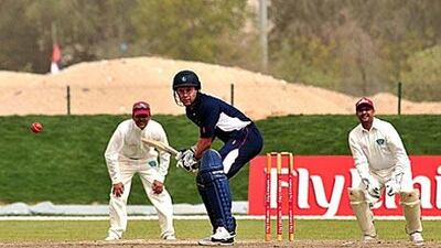 Geraint Jones bats for the Lord's Taverners against Fly Emirates at Dubai's new cricket ground.