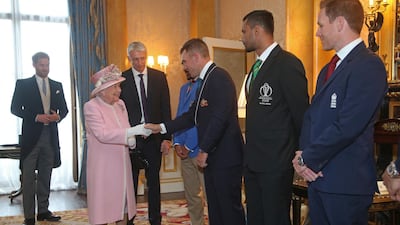 The Queen meets Australia cricket captain Aaron Finch. Getty