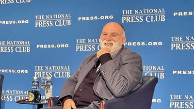 Philanthropist chef Jose Andres at the National Press Club. He took part in a Jordan-led aid flight to Gaza last month. Vanessa Jaklitsch for The National