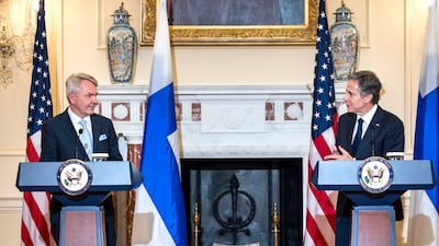 US Secretary of State Antony Blinken met with Finnish Foreign Minister Pekka Haavisto at the State Department in Washington to discuss Finland and Sweden's bid to join Nato. EPA