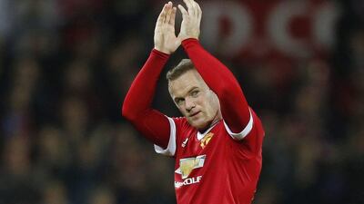 Manchester United's Wayne Rooney applauds fans at Old Trafford at the end of their League Cup win on Wednesday night over Ipswich Town. Ed Sykes / Action Images / Reuters