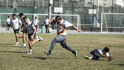 Gems World Academy (GWA) secured a place in the U19 competition at the Dubai Rugby Sevens for the first time this term. Antonie Robertson / The National