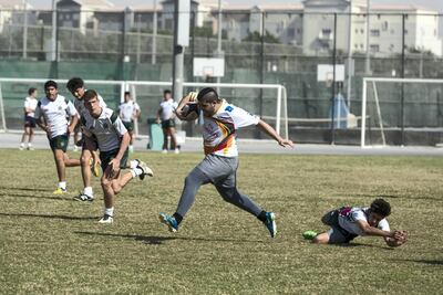 Gems World Academy (GWA) secured a place in the U19 competition at the annual rugby showpiece for the first time this term. Antonie Robertson / The National