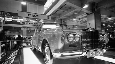 A Rolls-Royce on display at the Motor Show in Earls Court, London, in 1965.