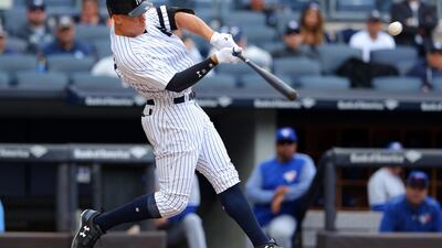 Aaron Judge hit his 33rd home run of the season for the New York Yankees in their 2-1 win over the Toronto Blue Jays. Brad Penner / USA Today Sports