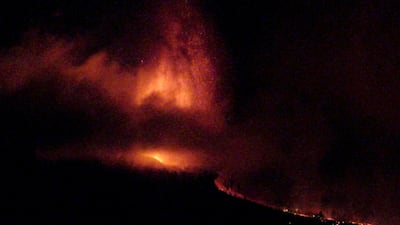 The volcano erupts in the Cumbre Vieja national park at El Paso, La Palma. Reuters