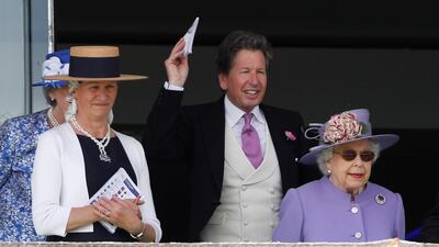 Godolphin celebrated their first win in the Epsom Derby as William Buick rode Masar to victory, much to the delight of Sheikh Mohammed bin Rashid, Vice President of the UAE and Ruler of Dubai, and Sheikh Hamdan bin Mohammed, Crown Prince of Dubai. Peter Nicholls / Reuters