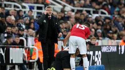 Manchester United manager Ole Gunnar Solskjaer, left, is under pressure at Old Trafford as his side sits 12th in the Premier League. Getty