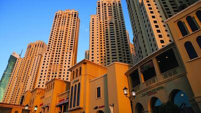 Jumeirah Beach Residence in Dubai. Rents are predicted to fall this year amid a supply glut. Razan Alzayani / The National